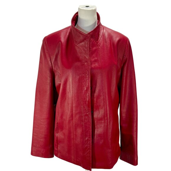 Vintage 100% Genuine Red Leather Moto Jacket - Picture 1 of 7